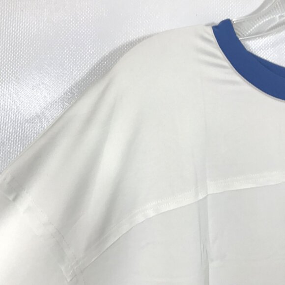 Oversize Lightweight Long Sleeve Crew Neck Blouse Top White Blue M - Picture 6 of 9
